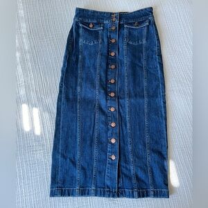 Madewell Button Down Midi Denim Skirt